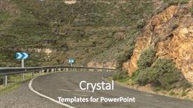  Presentation with blind curve road and - Beautiful PPT theme featuring guardrails - dangerous curve in gran canaria backdrop and a gray colored foreground