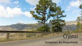  Presentation with mountain road up hill - Slide deck having guardrails - empty street with guardrail background and a coral colored foreground