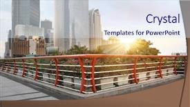  Presentation with scenery - PPT theme enhanced with guardrails - guangzhou new city scenery background and a sky blue colored foreground