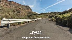  Presentation with mountain road up hill - Cool new PPT layouts with guardrails - guardrail on empty mountain road backdrop and a gray colored foreground