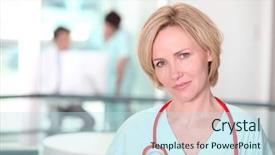  Presentation with female - PPT theme consisting of guardrails - portrait of beautiful female surgeon background and a  colored foreground