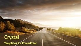  Presentation with norway - PPT theme having guardrails - road by the sea background and a tawny brown colored foreground