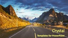  Presentation with norway - Audience pleasing presentation theme consisting of guardrails - road by the sea backdrop and a tawny brown colored foreground