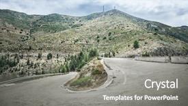  Presentation with mountains - Presentation theme having guardrails - road in the mountains background and a gray colored foreground
