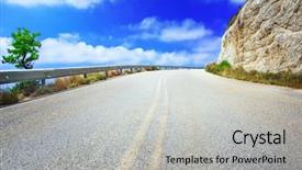  Presentation with mountains - Slide set with guardrails - road in the mountains background and a light gray colored foreground