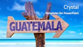  Presentation with guatemala - Slide set featuring guatemala wooden sign with beach background and a cobalt blue colored foreground