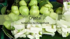  Presentation with guava - Slide deck enhanced with guava fruit in food market background and a  colored foreground