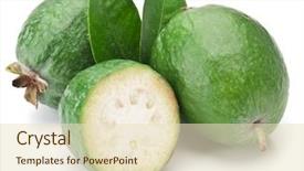  Presentation with guava fruits - Slide set featuring guava fruits - feijoa with leaves background and a lemonade colored foreground