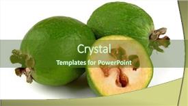  Presentation with tropical fruit - Slides enhanced with guava fruits - tropical fruit feijoa acca sellowiana background and a tawny brown colored foreground