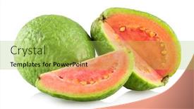  Presentation with guava fruits - Presentation theme consisting of guava-fruits-isolated-on-white background and a yellow colored foreground