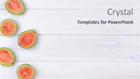  Presentation with guava fruits - Presentation theme featuring guava-fruits-isolated-on-white background and a sky blue colored foreground