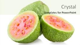  Presentation with guava fruits - Beautiful presentation design featuring guava-fruits-isolated-on-white backdrop and a soft green colored foreground
