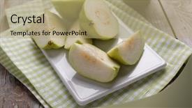  Presentation with guava fruits - Presentation design enhanced with guava fruits on a rustic background and a coral colored foreground