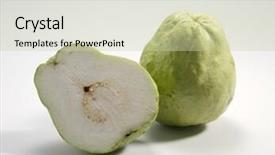  Presentation with guava - Colorful presentation theme enhanced with guava green fresh fruit isolated backdrop and a  colored foreground