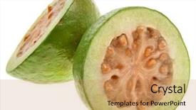  Presentation with guava fruits - Colorful PPT theme enhanced with guava isolated on white background backdrop and a coral colored foreground