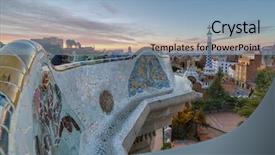  Presentation with spain - Theme featuring guell designed by antoni gaudi background and a light blue colored foreground