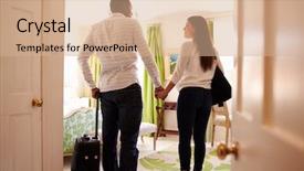  Presentation with ethnic - Amazing slides having walk in to a hotel backdrop and a coral colored foreground