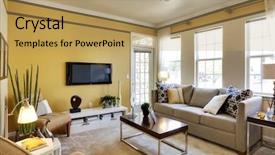  Presentation with living room - Presentation theme having guest house - apartment living room background and a coral colored foreground