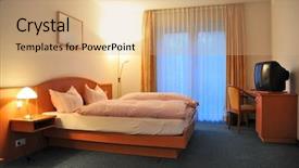  Presentation with hotel - Audience pleasing PPT layouts consisting of guest house - cosy hotel room backdrop and a coral colored foreground
