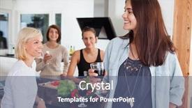  Presentation with friends - Theme enhanced with guest house - group of happy female friends background and a ocean colored foreground