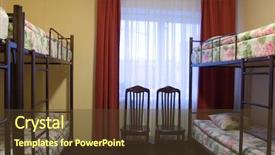  Presentation with hotel - Colorful presentation design enhanced with guest house - hotel room backdrop and a tawny brown colored foreground