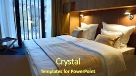  Presentation with hotel - Presentation design enhanced with guest house - interior of modern comfortable hotel background and a tawny brown colored foreground