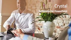  Presentation with contactless - Slides featuring guest making contactless card payment background and a coral colored foreground