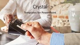  Presentation with contactless - Audience pleasing presentation theme consisting of guest making contactless card payment backdrop and a soft green colored foreground