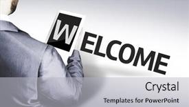  Presentation with business opportunity - Presentation design having guest opportunity - business man with the text background and a light gray colored foreground