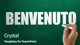  Presentation with welcome banners for guests - Presentation design featuring guest opportunity - welcome in italian background and a forest green colored foreground