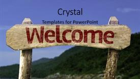  Presentation with teal beach wood - PPT theme consisting of guest opportunity - welcome wooden sign background and a teal colored foreground