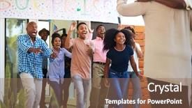  Presentation with black family - Amazing presentation having guests at a surprise house backdrop and a violet colored foreground