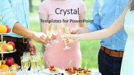  Presentation with ceremony - PPT layouts enhanced with guests drink champagne on wedding background and a light blue colored foreground