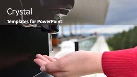  Presentation with corona virus - Presentation theme with guests-in-restaurant-washing-hands background and a dark gray colored foreground