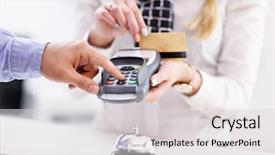  Presentation with hotel - Slide set having guests paying for hotel background and a light gray colored foreground