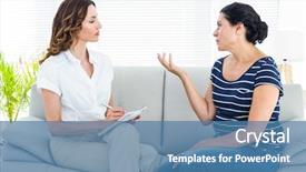  Presentation with depressed - Slide deck featuring guidance counselling - depressed woman talking with her background and a teal colored foreground
