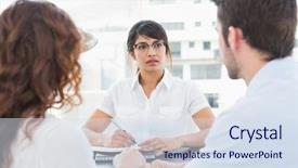  Presentation with taking notes - PPT theme with guidance counselling - therapist listening her patients background and a sky blue colored foreground