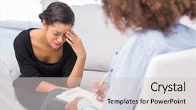  Presentation with depressed - Colorful presentation theme enhanced with guidance counselling - woman getting depressed on sofa backdrop and a lemonade colored foreground