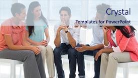  Presentation with group therapy - Cool new slide deck with guidance counselors - group therapy in session sitting backdrop and a sky blue colored foreground