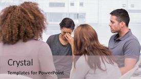  Presentation with group therapy - Beautiful slides featuring guidance counselors - patient crying during group therapy backdrop and a light gray colored foreground