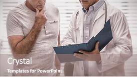  Presentation with clinic - Beautiful slides featuring guidance services - doctor and senior man discussing backdrop and a gray colored foreground