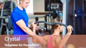  Presentation with train the trainer - PPT theme consisting of guide - handsome and experienced personal trainer background and a coral colored foreground