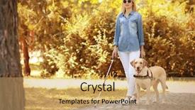  Presentation with dog park - Theme with guide dog helping blind woman background and a coral colored foreground