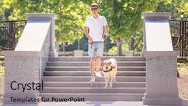  Presentation with guide dog - Audience pleasing presentation consisting of guide dog helping young blind backdrop and a light gray colored foreground