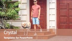  Presentation with guide dog - Amazing presentation theme having guide dog helping young blind backdrop and a coral colored foreground