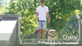  Presentation with guide dog - Presentation theme with guide dog helping young blind background and a  colored foreground