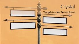  Presentation with blank signs - PPT theme consisting of blank directional road signs metal background and a yellow colored foreground