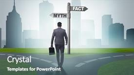  Presentation with choice - Slides enhanced with confusion signpost - businessman in difficult choice concept background and a gray colored foreground