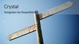  Presentation with directional - Cool new presentation theme with two directional wood sign backdrop and a light blue colored foreground