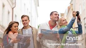  Presentation with travel concept silhouette - Theme featuring guided reading - travel vacation technology and friendship background and a coral colored foreground